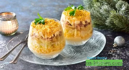 Салат Мимоза со сливочным маслом и сыром