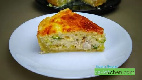 Пирог киш с кабачком и курицей